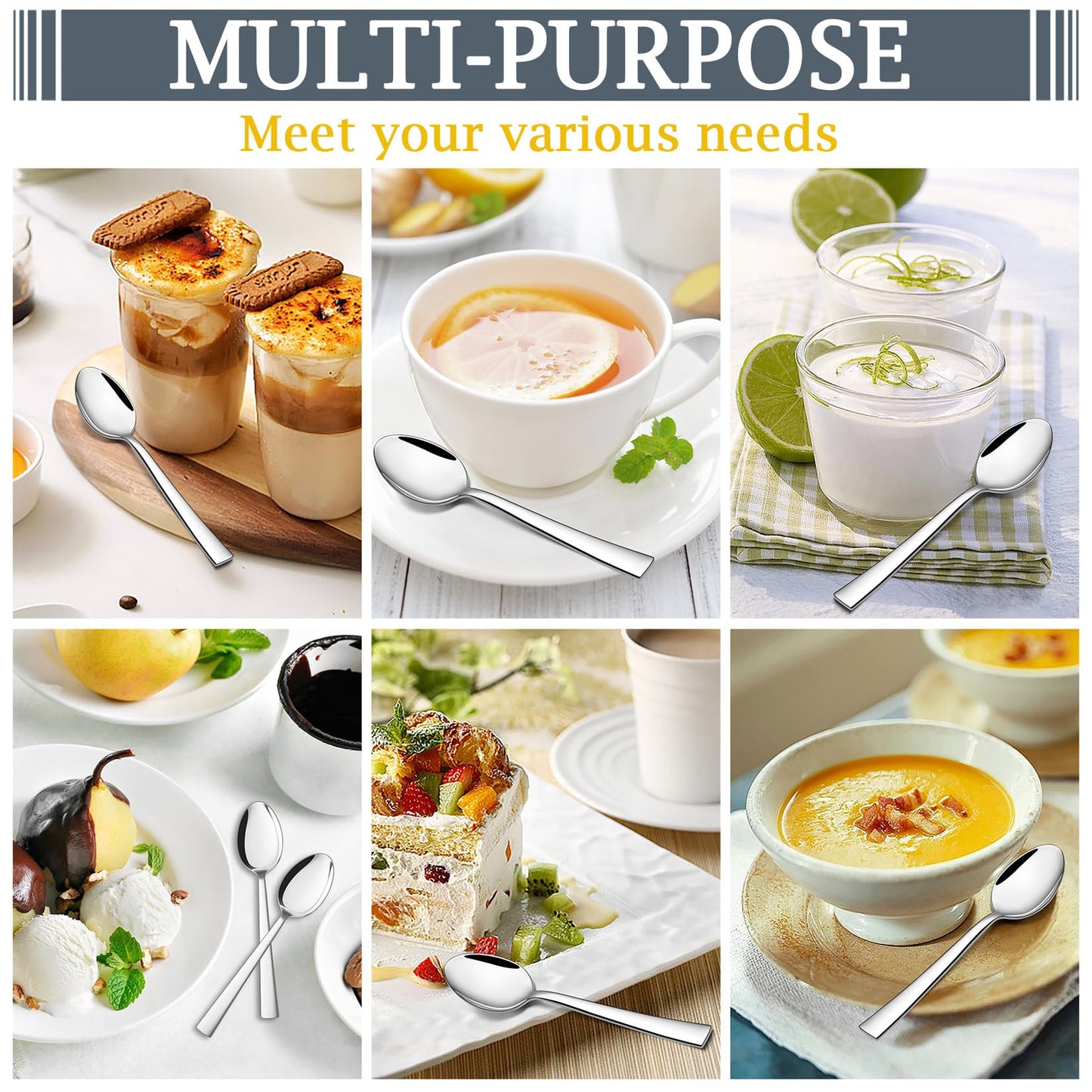 P&P CHEF Teaspoon Set (36 Pieces), 6.7" Stainless Steel Mini Tea Spoons, Premium Stirring Silverware, Kitchen Dessert Coffee Spoon Set, Mirror Finish & Dishwasher Safe