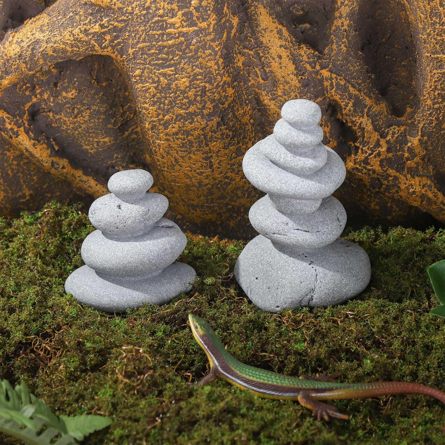 TkoYuHm Mini Stacking Rock Stone Decor Stacked Stone Sculptures Zen Cairn Statue Realistic Ornament for Garden, Fish Tank Home Office(Small+Large)