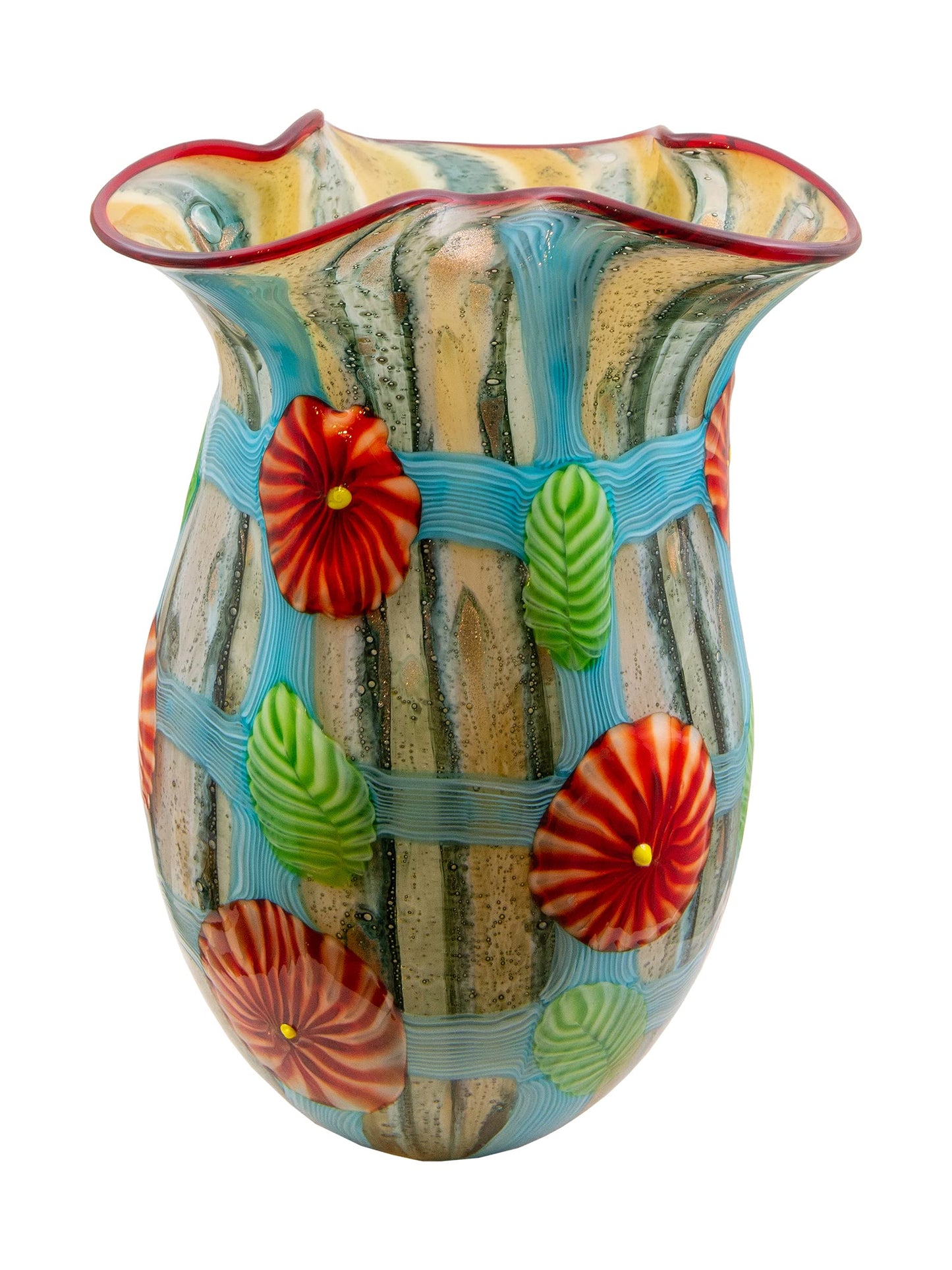 Dale Tiffany AV21008 Plazio Hand Blown Art Glass Vase, Multicolor