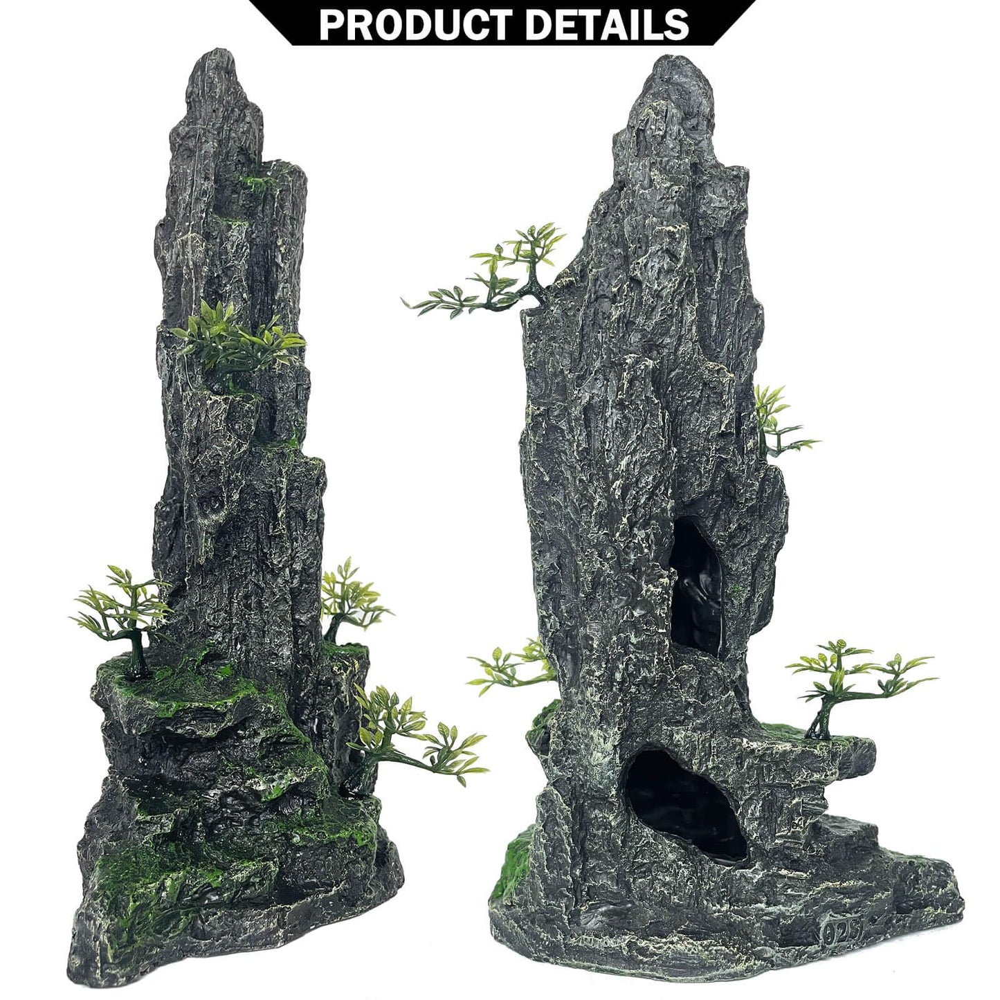 VMCN Aquarium Decoration Large and Tall for Fish Tank Rock Thematic Ornaments Aquarium Mountain View Stone Ornaments Aquarium Decor Tree House Cave Fish Tank Landscape - Extra Large
