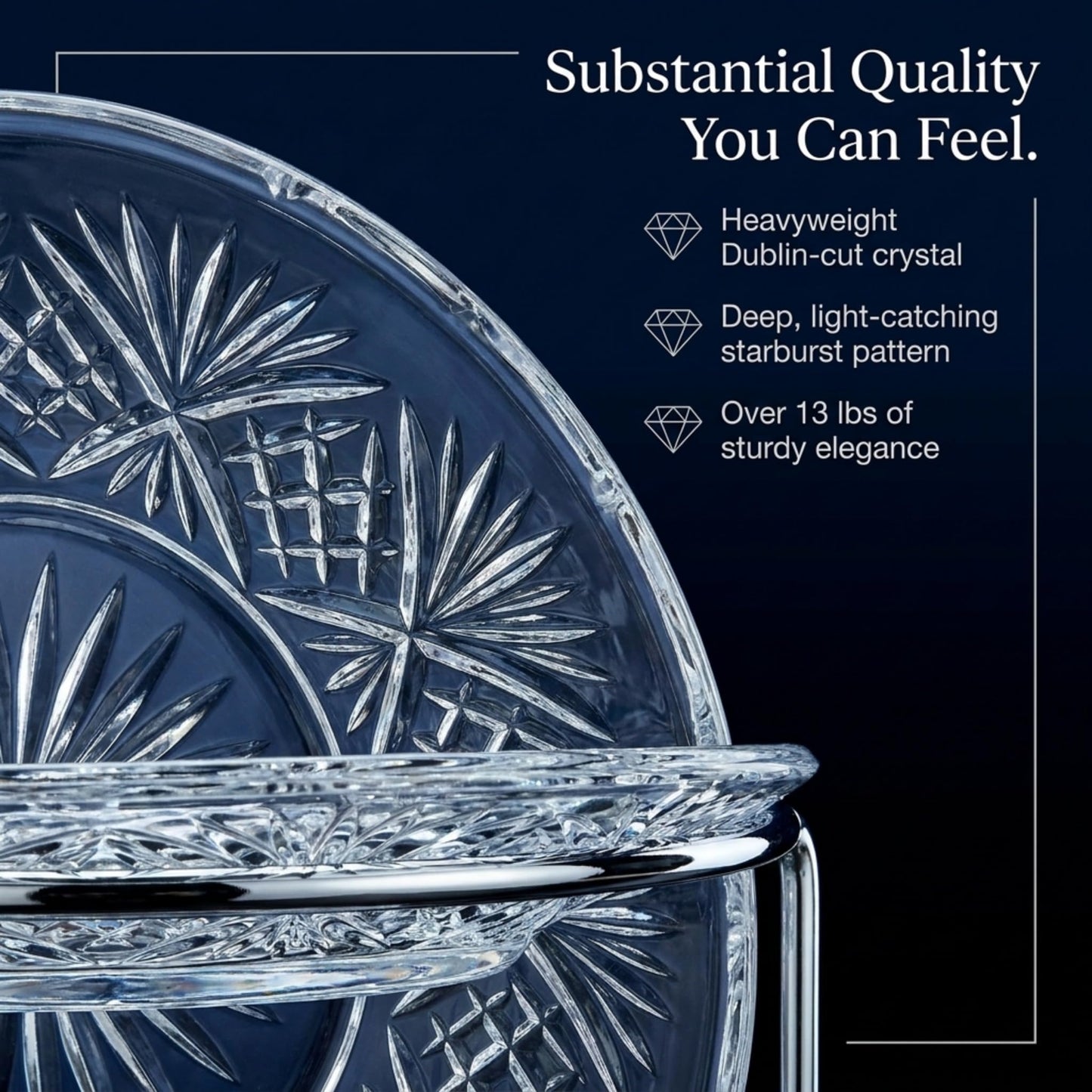 Godinger 3 Tiered Platter Stand - Dublin Crystal Collection