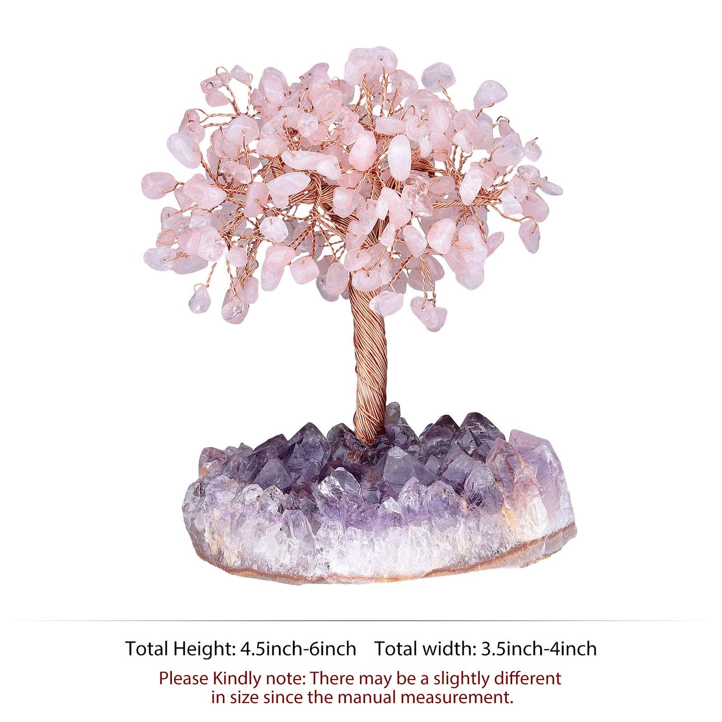 rockcloud Natural Rose Quartz Crystal Stone Money Tree Feng Shui Desk Decor