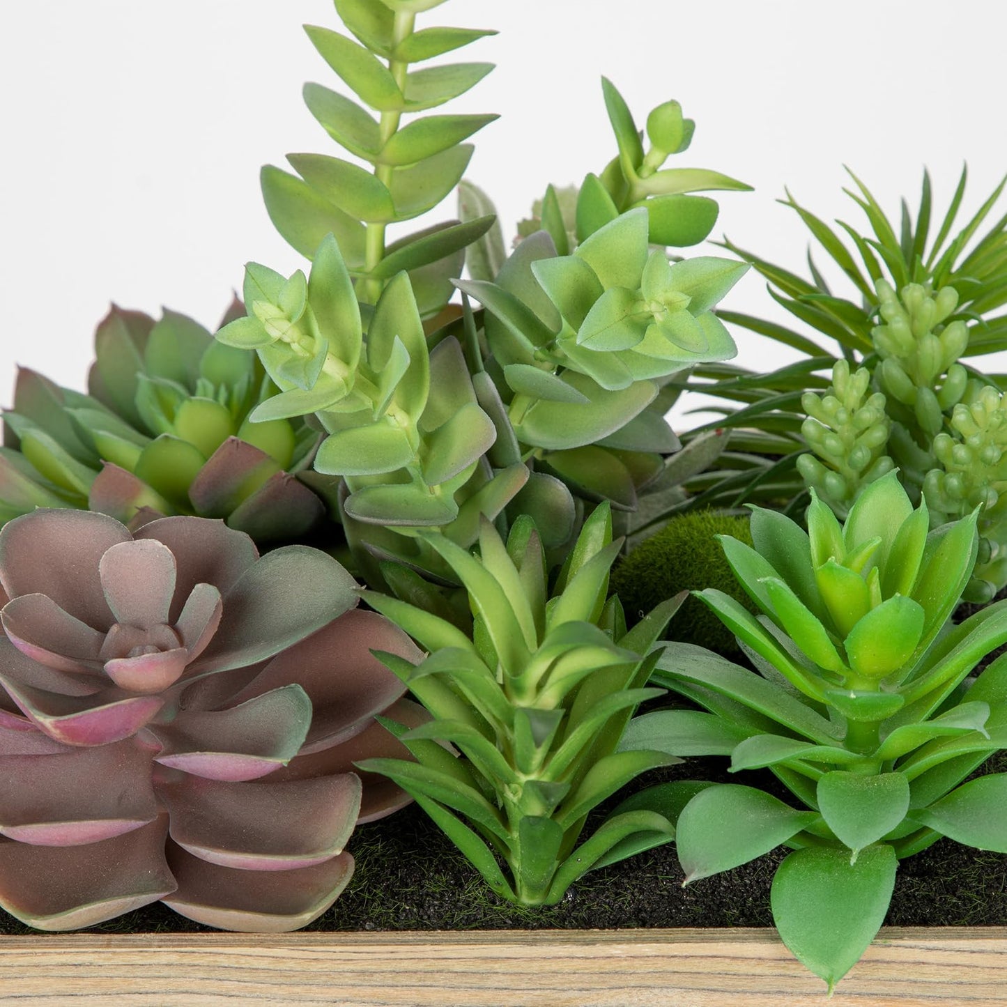 Briful Artificial Succulent Wall Decor, 7.8"x7.8" Faux Succulent Plants in Rustic Wood Frame, Hanging or Tabletop Decor for Home and Office
