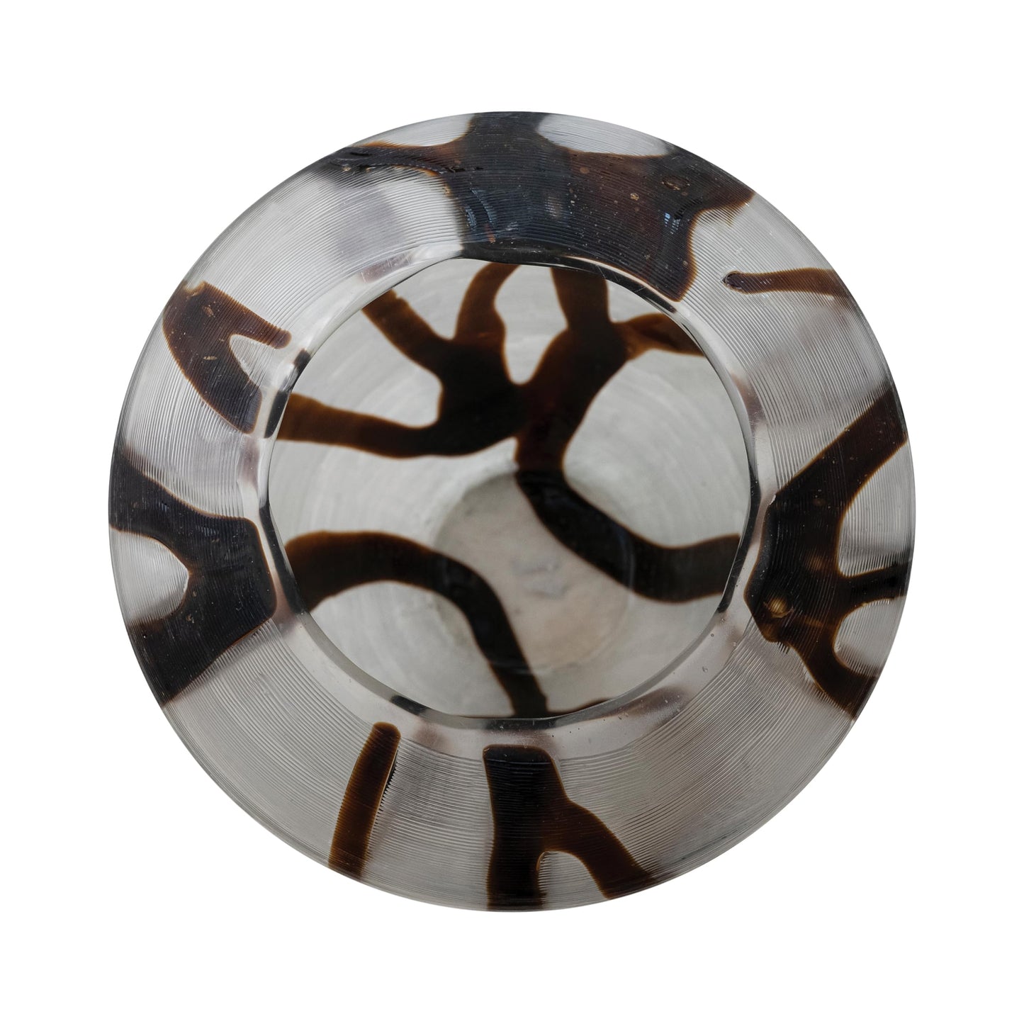 Creative Co-Op Art Glass Vase with Abstract Design, Brown