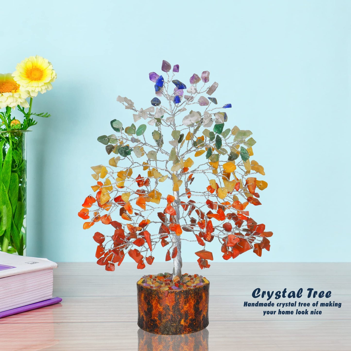 Chakra Tree - Crystal Tree for Positive Energy - Charkas Crystals - Spiritual Decor - Chakra Tree of Life Decor - Spiritual Things - Chakra Stones - Feng Shui Crystals and Stones