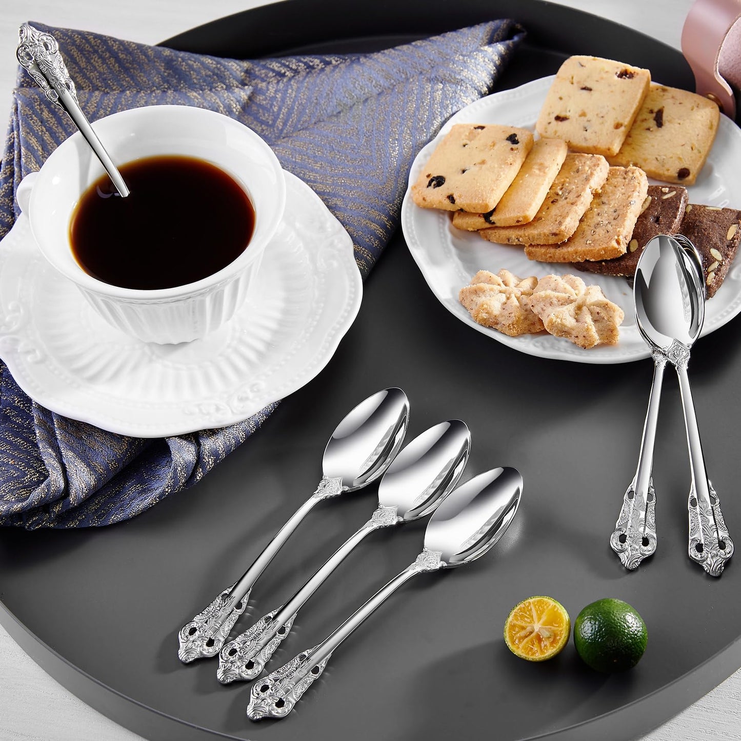 KEAWELL Luxurious 5.1-Inch Espresso Spoons Set - 6 Pieces - Mini Coffee Spoon, 18/10 Stainless Steel - Gorgeous Design with Exceptional Mirror Polished Finish (Silver)
