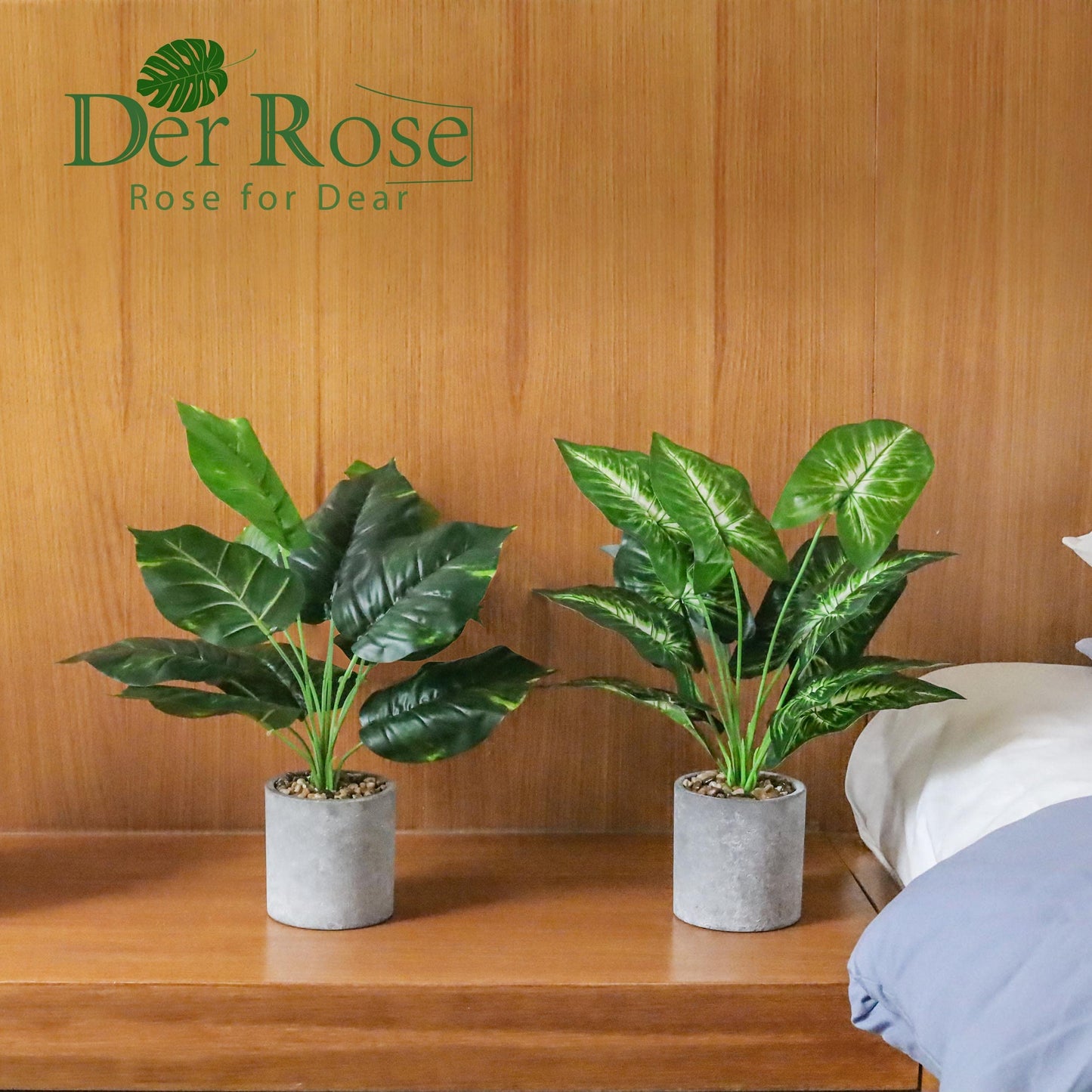 Der Rose Bundle of 2 Pack Fake Plants and 6 Packs Small Artificial Succulents Plants for Home Room Decor Indoor