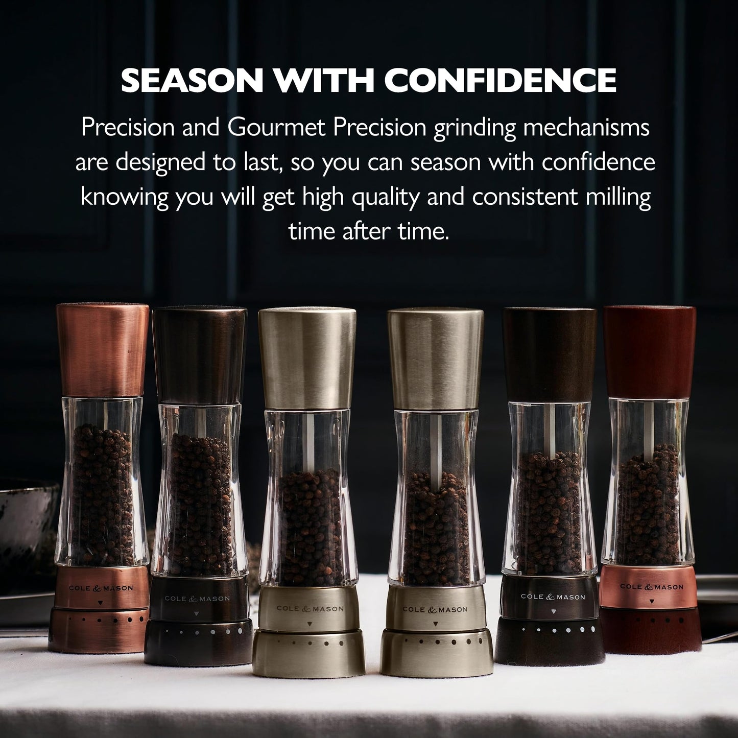 COLE & MASON Derwent Pepper Grinder - Gunmetal Mill Includes Gourmet Precision Mechanism and Premium Peppercorns