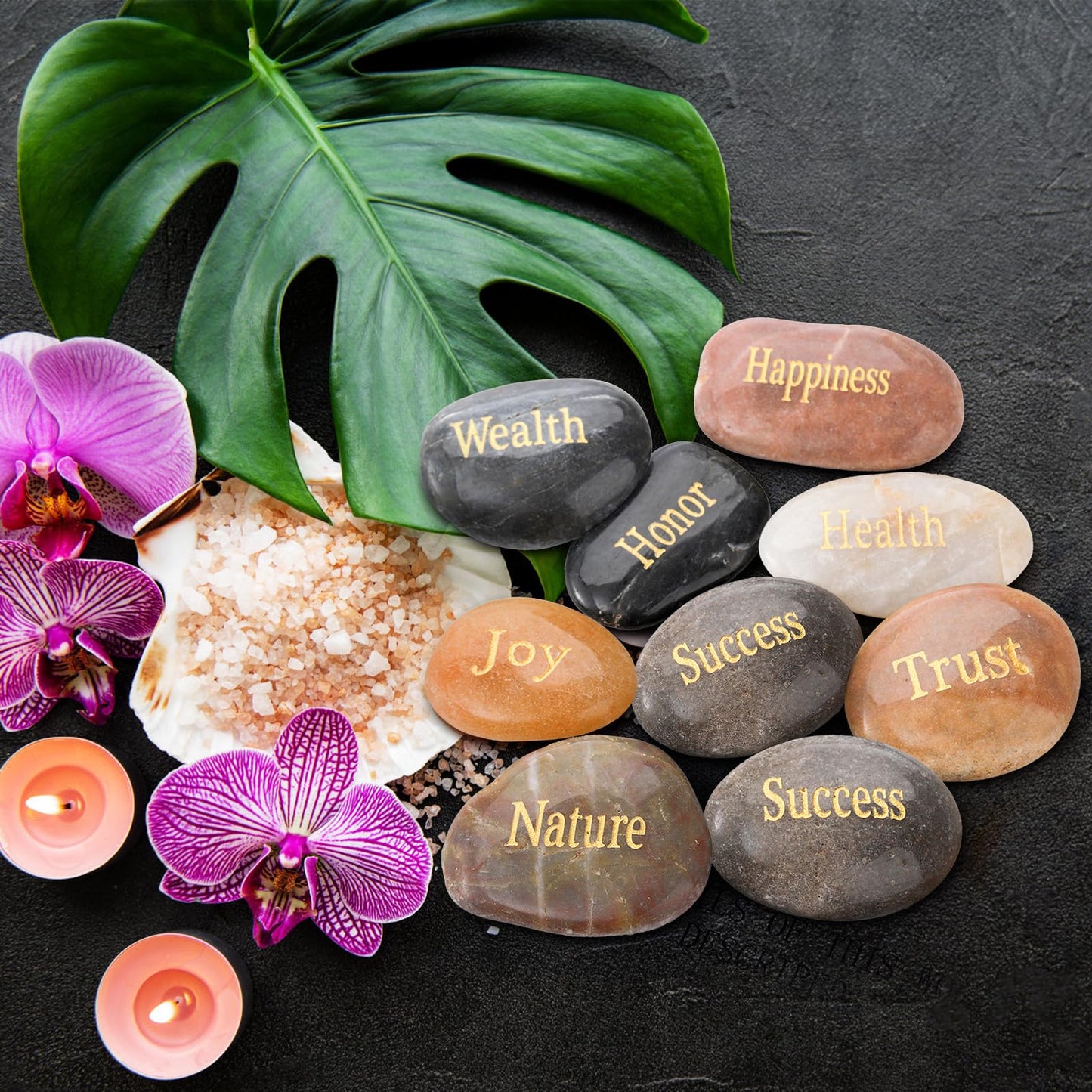 Jucoan 25 Pack Engraved Inspirational Stones with Different Words, 1-2 Inch Encouragement Rocks, Prayer Faith Stones Zen Stone Motivational Gifts for Easter Wedding Bridal Shower