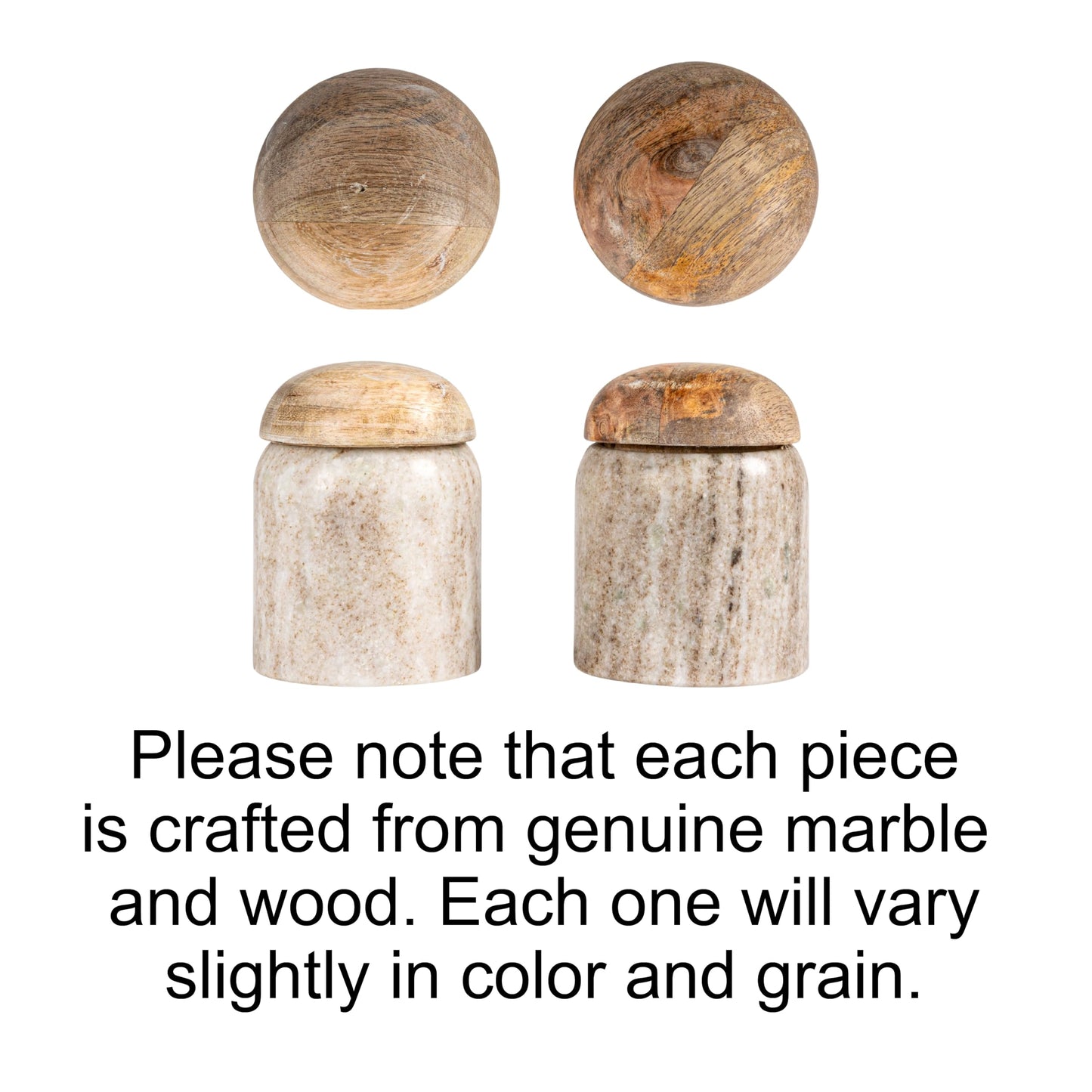 Creative Co-Op Modern Marble Canister with Wood Lid, Natural