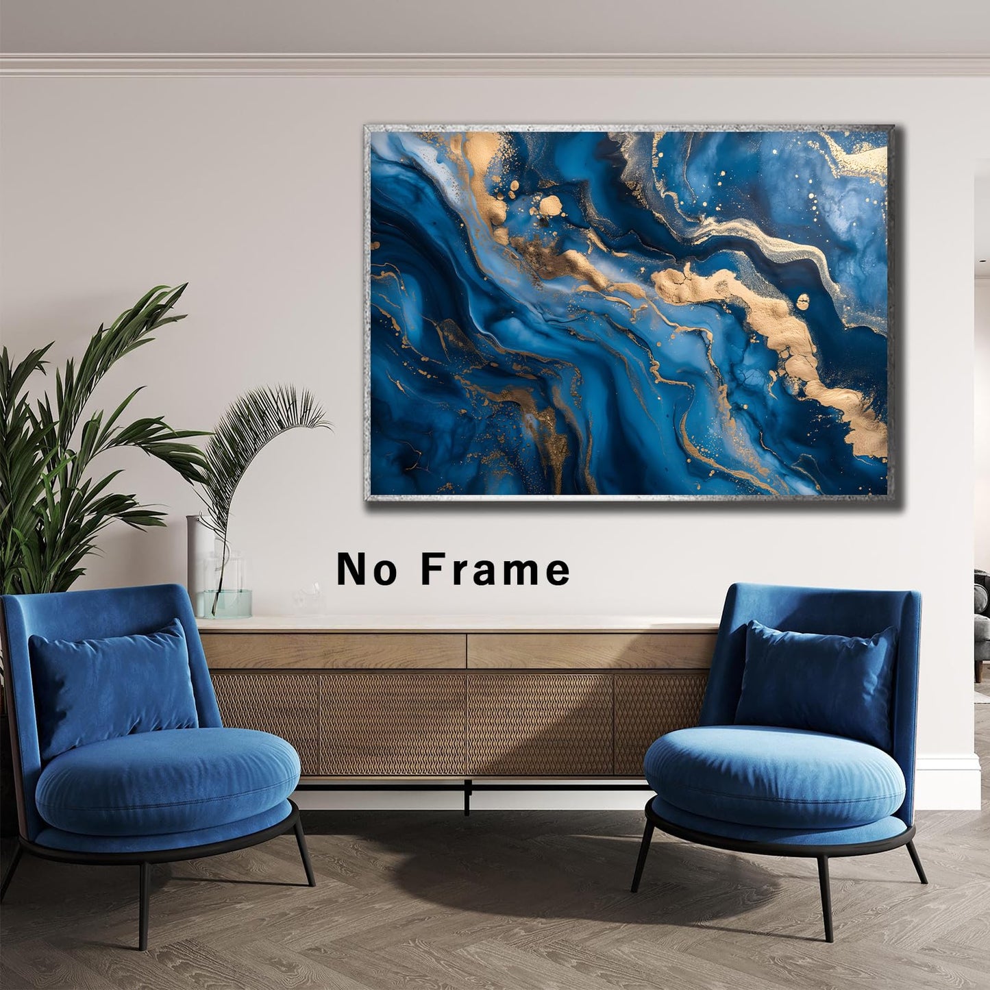 Tevenuktla Blue Gold Marble Wall Art Navy Abstract Painting Gold Abstract Pictures for Living Room Modern Posters Navy Blue Painting Marble Canvas Print 16x24inch No Frame