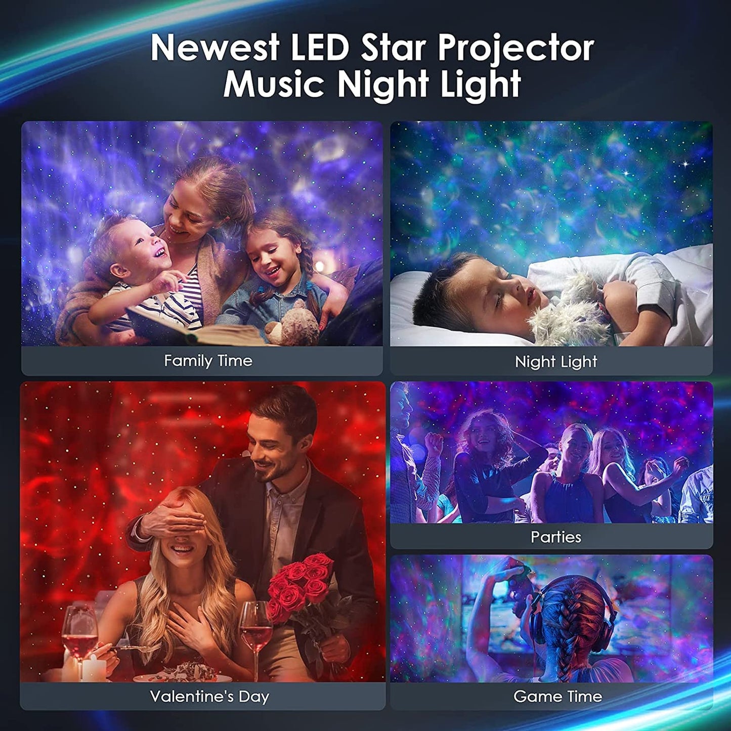 Elec3 Galaxy Projector for Bedroom, Star Projector Night Light with Bluetooth Speaker and Timer,Remote Control,Starry Nebula Ceiling LED Lamp for Kids Adults Room Decor