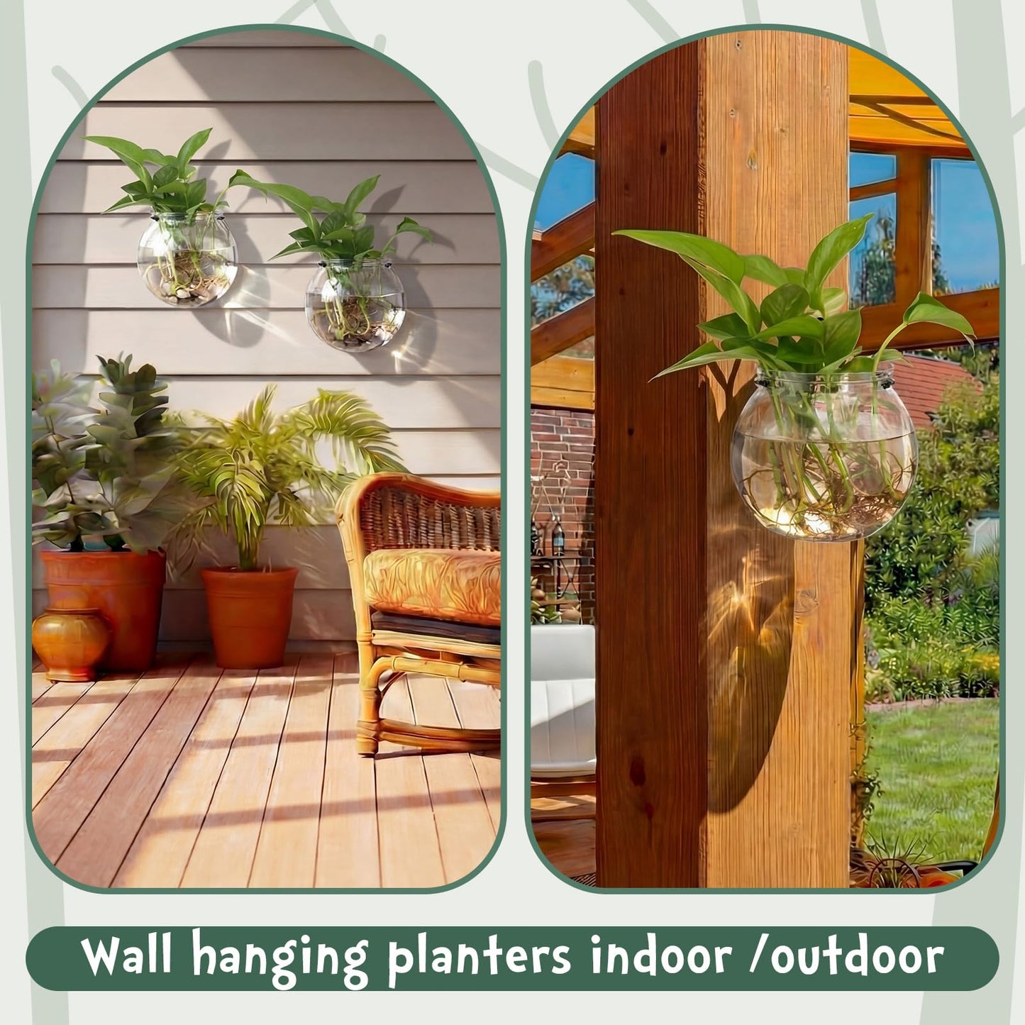 Baderke 6 Sets of Plastic Wall Planters for Indoor Plants Plant Propagation Station Hanging Planter Propagation Vases with Flower Pot Holder Ring for Artificial Wall Plants Indoor Outdoor Decor