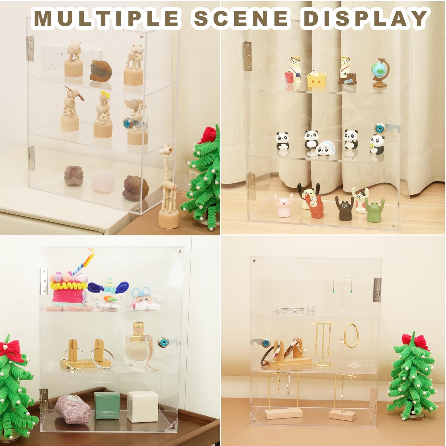 Tozcozus Acrylic Display Case with Lock Key, 3 Shelf Locking Countertop Display Case Cabinet Showcase with Shelves for Collectibles Office Retail Display Safe Storage 11.8x5.9x15.7 Inch