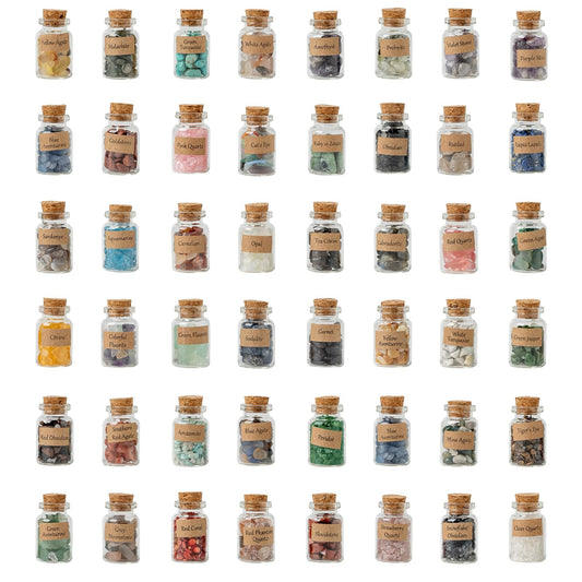 KHOCOEE 48pcs Different Crystals and Healing Stones, Gemstone and Crystals Bottles, Chakra Healing Crystals for Witchcraft, Great Choice for Gift, Collection and Home Decor