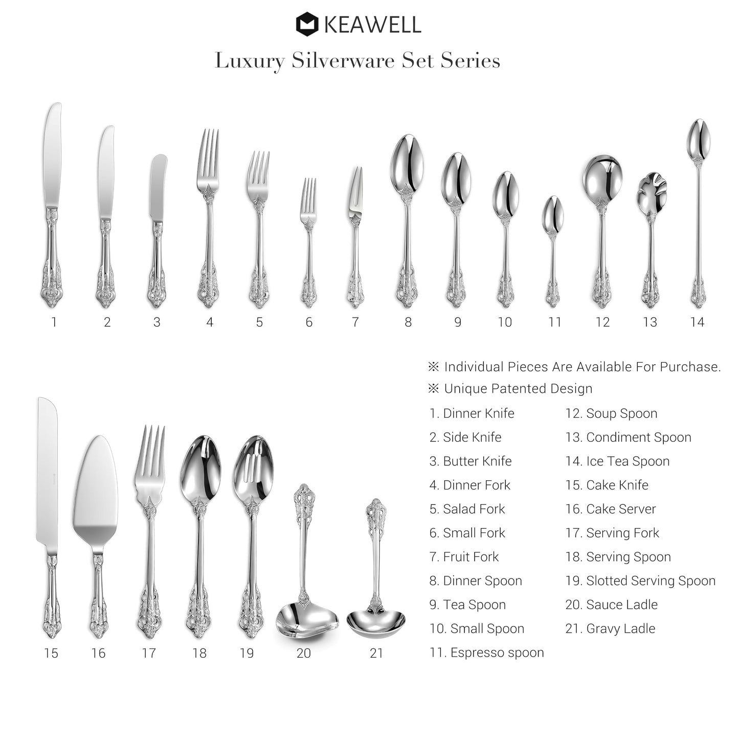 KEAWELL Premium Luxury 4-Piece 6" Tea Spoon Set, 18/10 Stainless Steel, Vintage Coffee Espresso Demitasse Spoons, Smooth Edges, Dishwasher Safe (Silver)