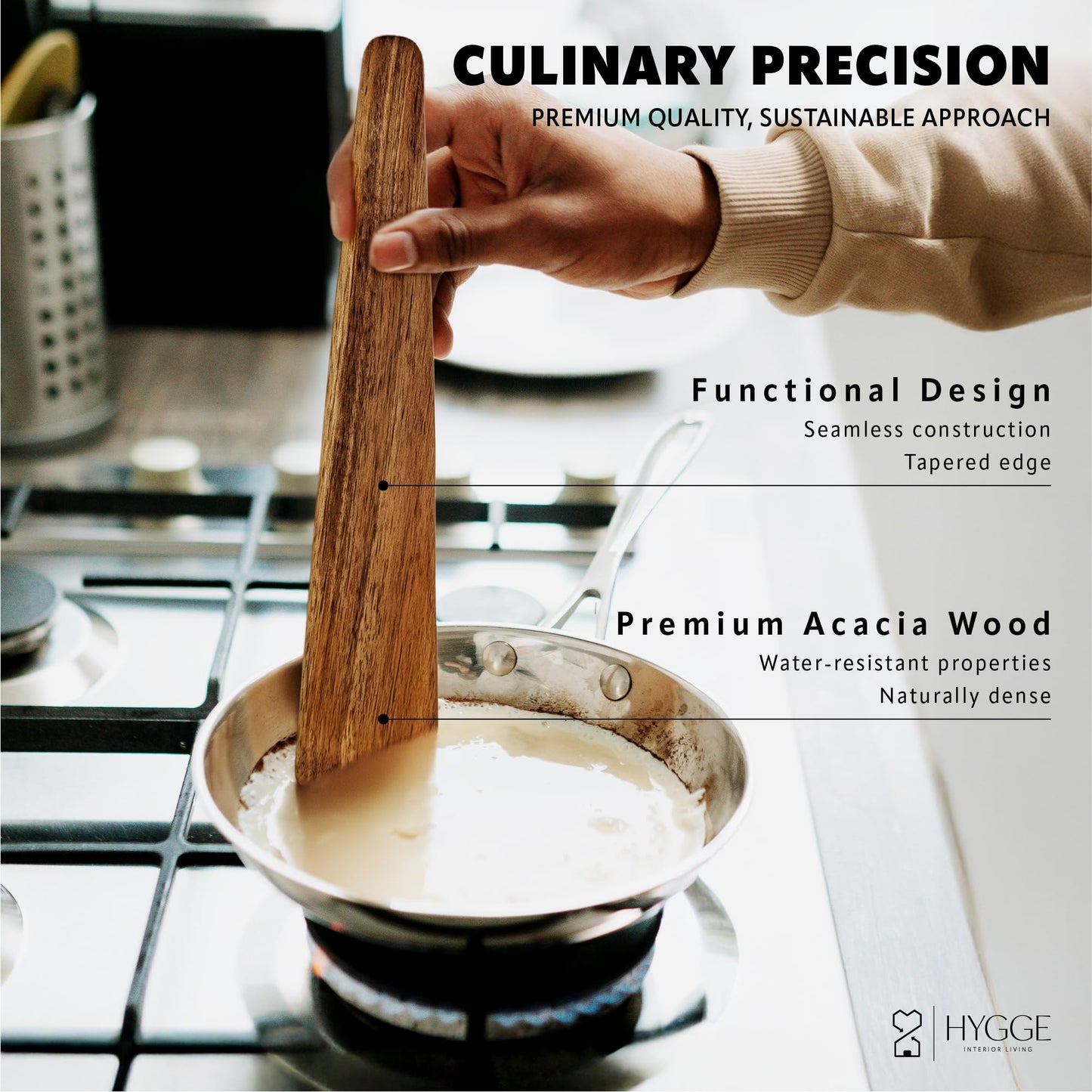HYGGE INTERIOR LIVING 12 inch Premium Acacia Wood Spatula - Set of 2