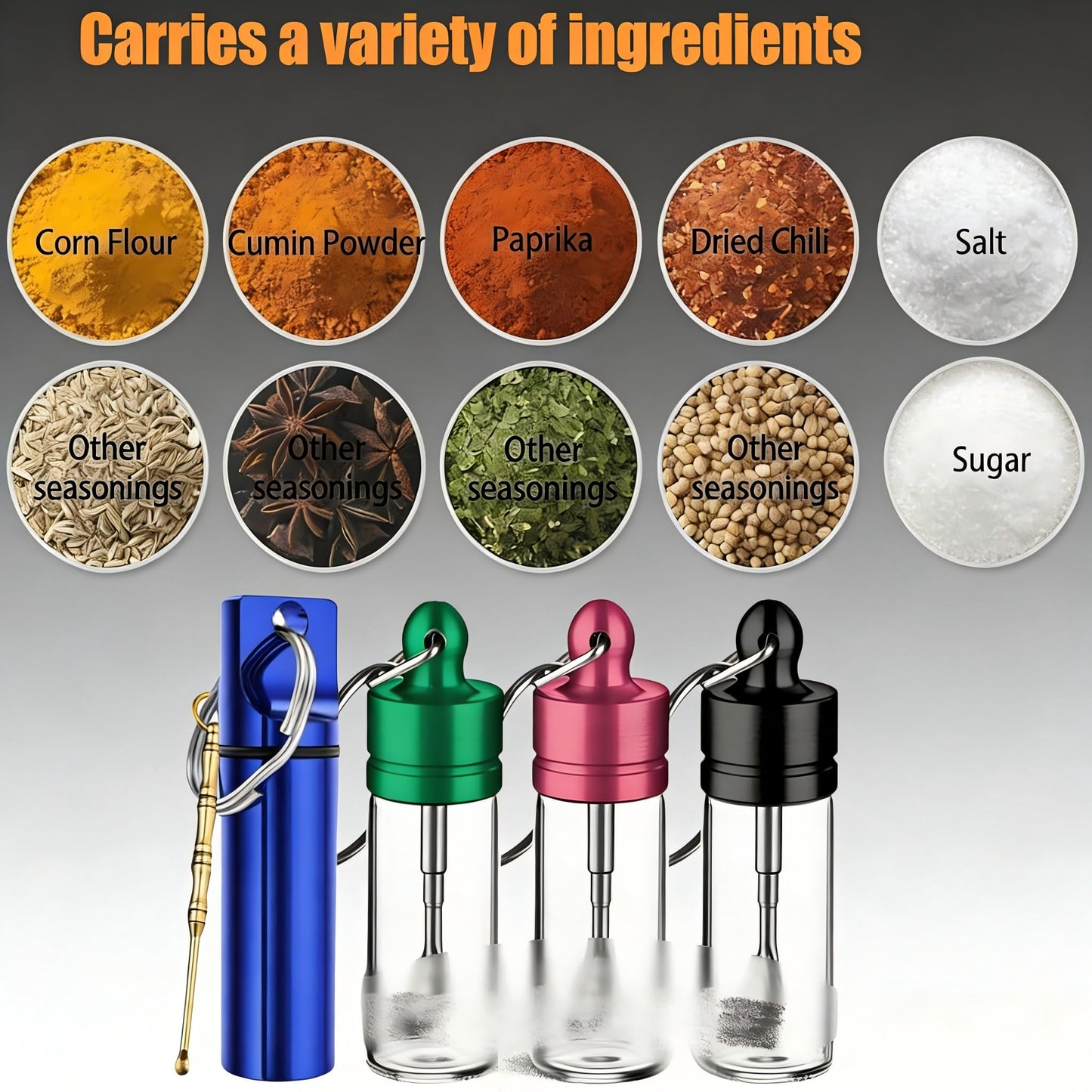 4 Pack Mini travel spice containers, Waterproof Leak-Proof Seasoning Storage,Portable Clear Glass Condiment Organizer for Travel, Camping, Hiking, Outdoor & Kitchen Use