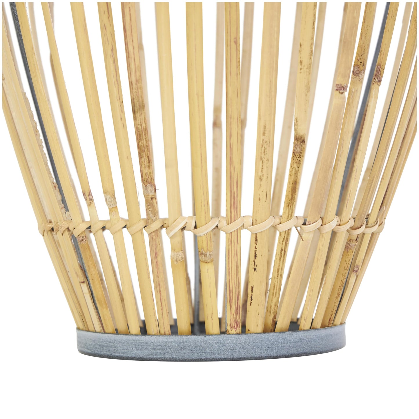 Deco 79 Bamboo Wood Handmade Decorative Vase Open Frame Centerpiece Vase with Blue Metal Accents, Vase for Home Decoration 11" x 11" x 16", Brown