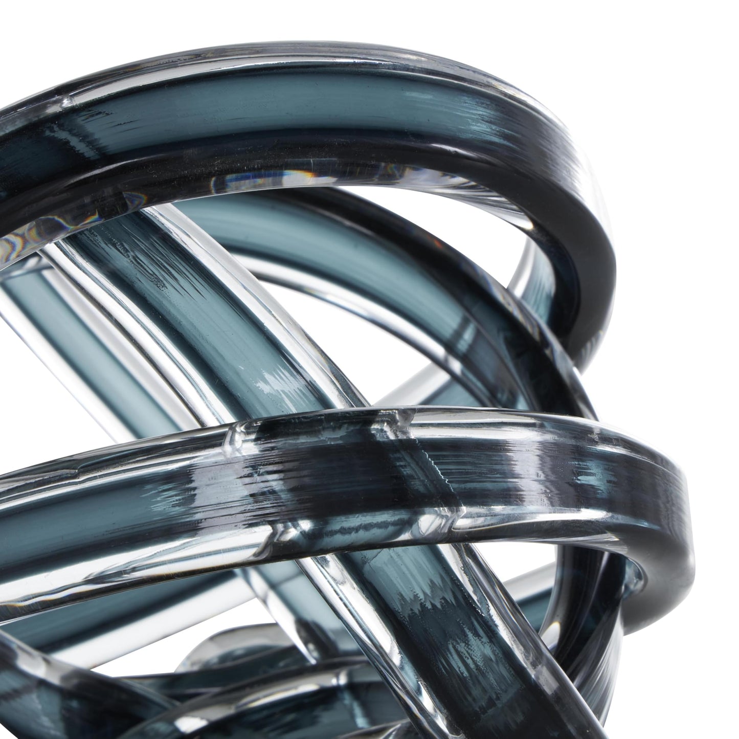Deco 79 Glass Knot Decorative Sculpture Brushed Ombre Twisted Home Decor Statue, Accent Figurine 7" x 7" x 7", Dark Blue