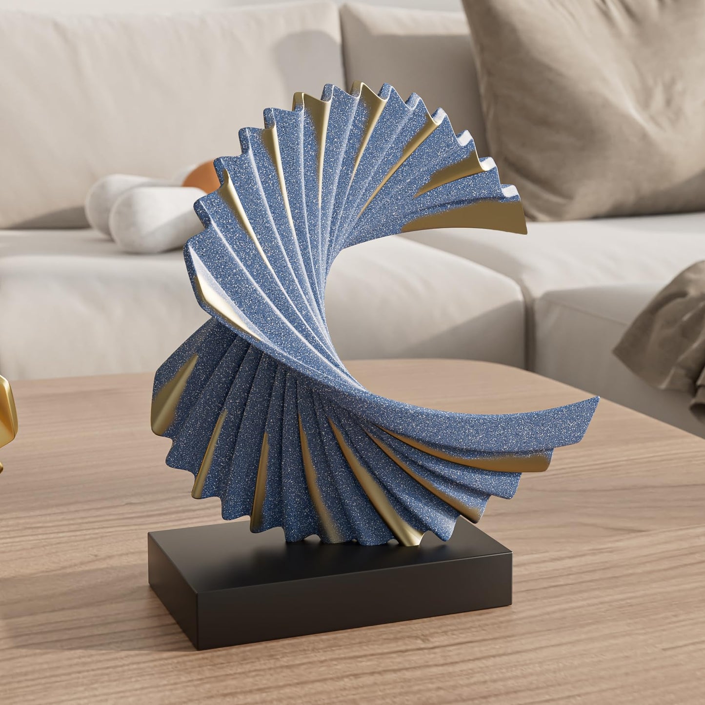 Paytonture Ocean Wave Sculpture Modern Funky Decor Wave Sea Ornament, Resin Statue Home Decor Abstract Statues Office Desk Decor Shelf Decor Accents for Men(Dark Blue)