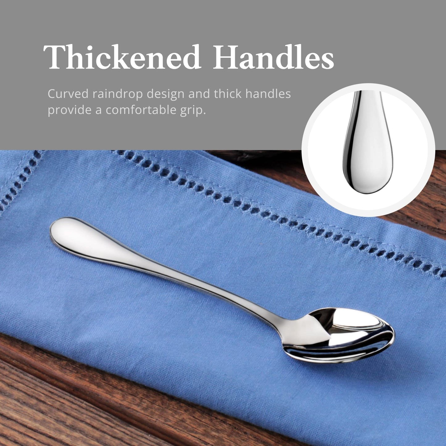 Artaste Rain 18/10 Stainless Steel Espresso Spoon Set of 6, Silver, 4.85-Inch