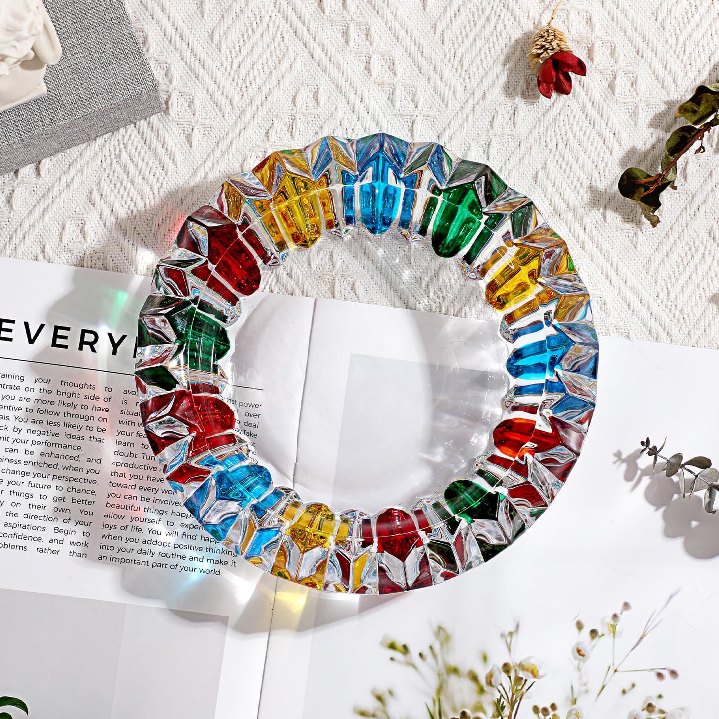 GUSHBIN Coloured Glass Decorative Bowl Crystal Key Dish for Entryway Table Serving Bowl for Chocolate Candy Jewelry Holder