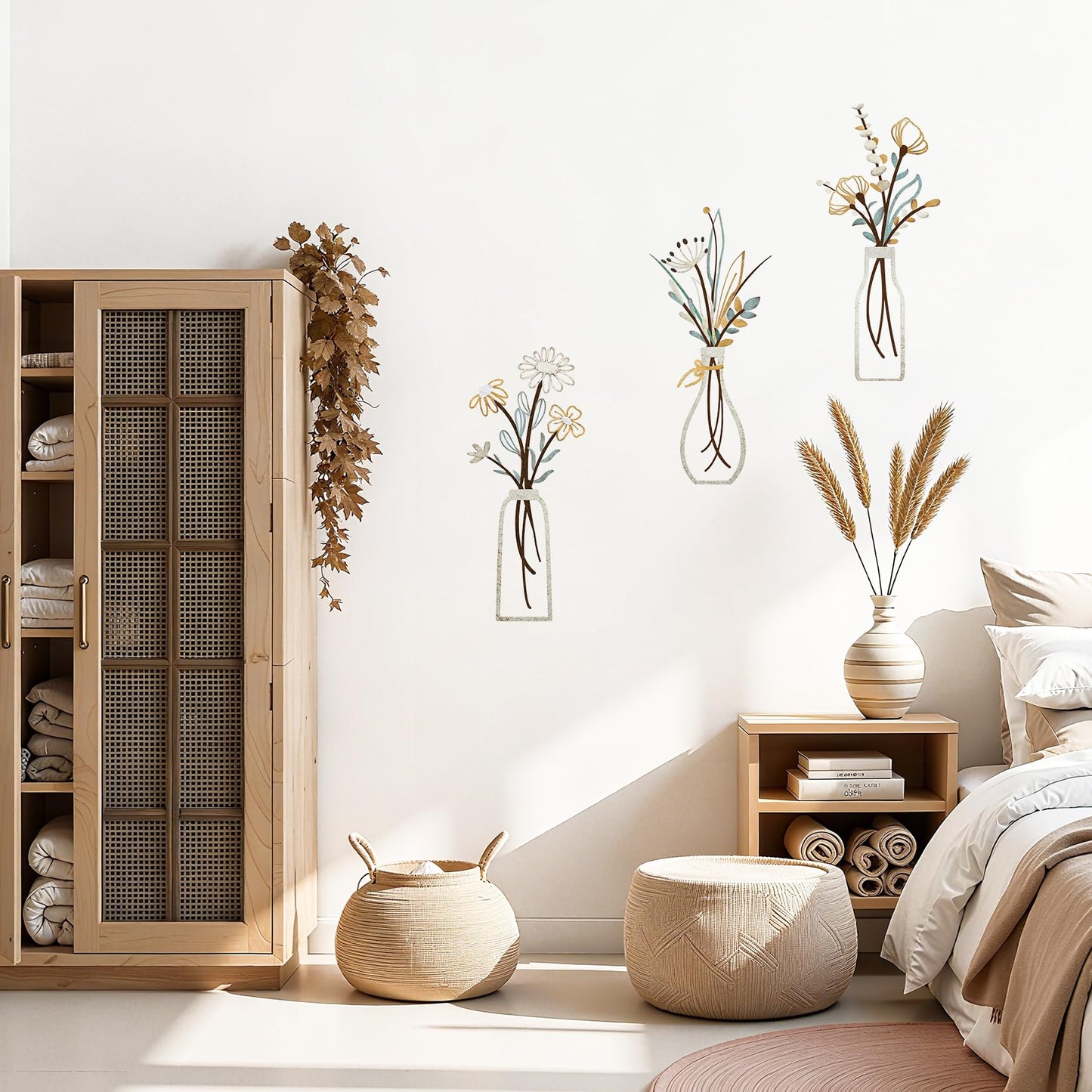BoAn 3 Pieces Metal Flower Wall Art – Rustic Farmhouse & Boho Floral Wall Decor for Living Room, Bedroom, Bathroom – Durable Pre-Drilled Home Decorationss, Housewarming Gift