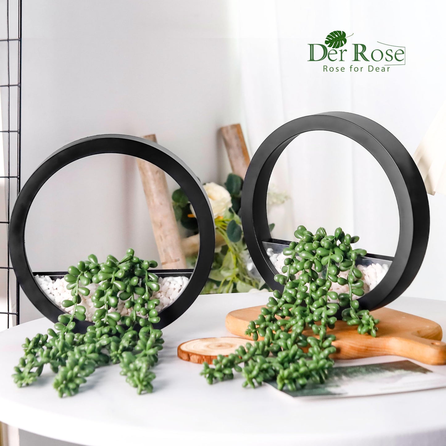 Der Rose Bundle of 2 Packs Fake Plants Hanging and Set of 2 Succulents Plants Artificial for Bathroom Bedroom Aesthetic Living Room Decor