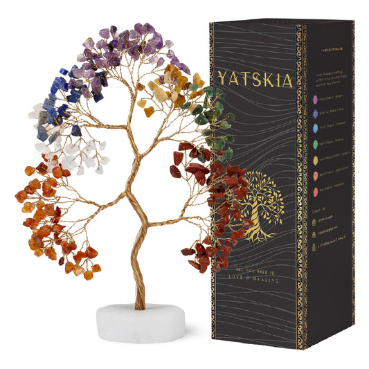 YATSKIA 7 Chakra Tree of Life Crystal Tree, Healing Crystals Gifts for Women, Chakra Stones Home Office Decor, Gemstone Tree Bedroom Decor, Healing Gifts (Size - 10 Inch)