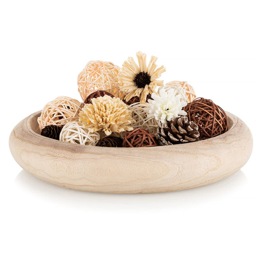Hanobe Decorative Bowl for Entryway Table: Large Round Decorative Wooden Bowls for Home Decor - Rustic Natural Key Bowl Coffee Table Decor for Moss Holder, 12.6"