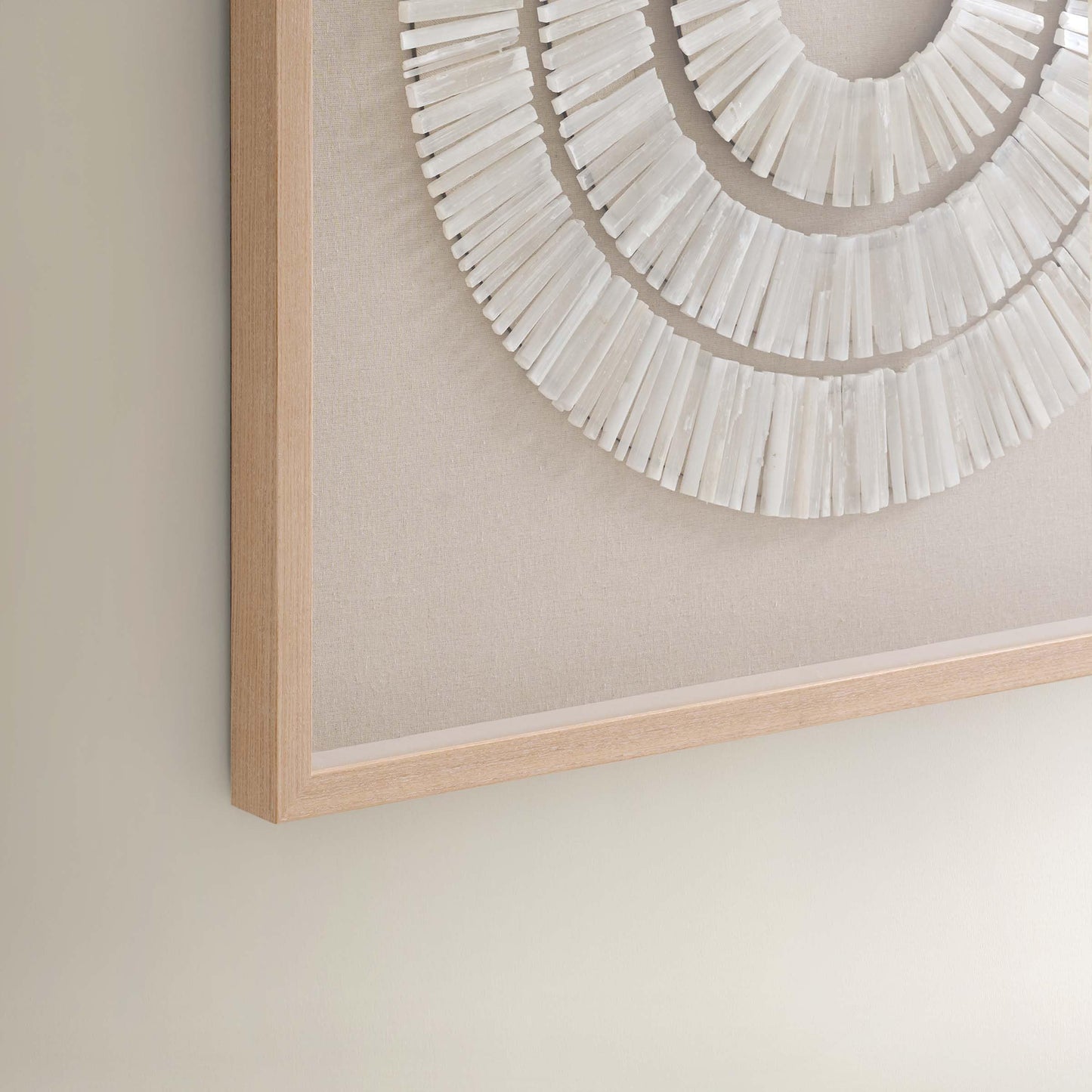 Z Gallerie Selenite Wall Art Circular Layered Pattern Natural White Beige Framed Decor
