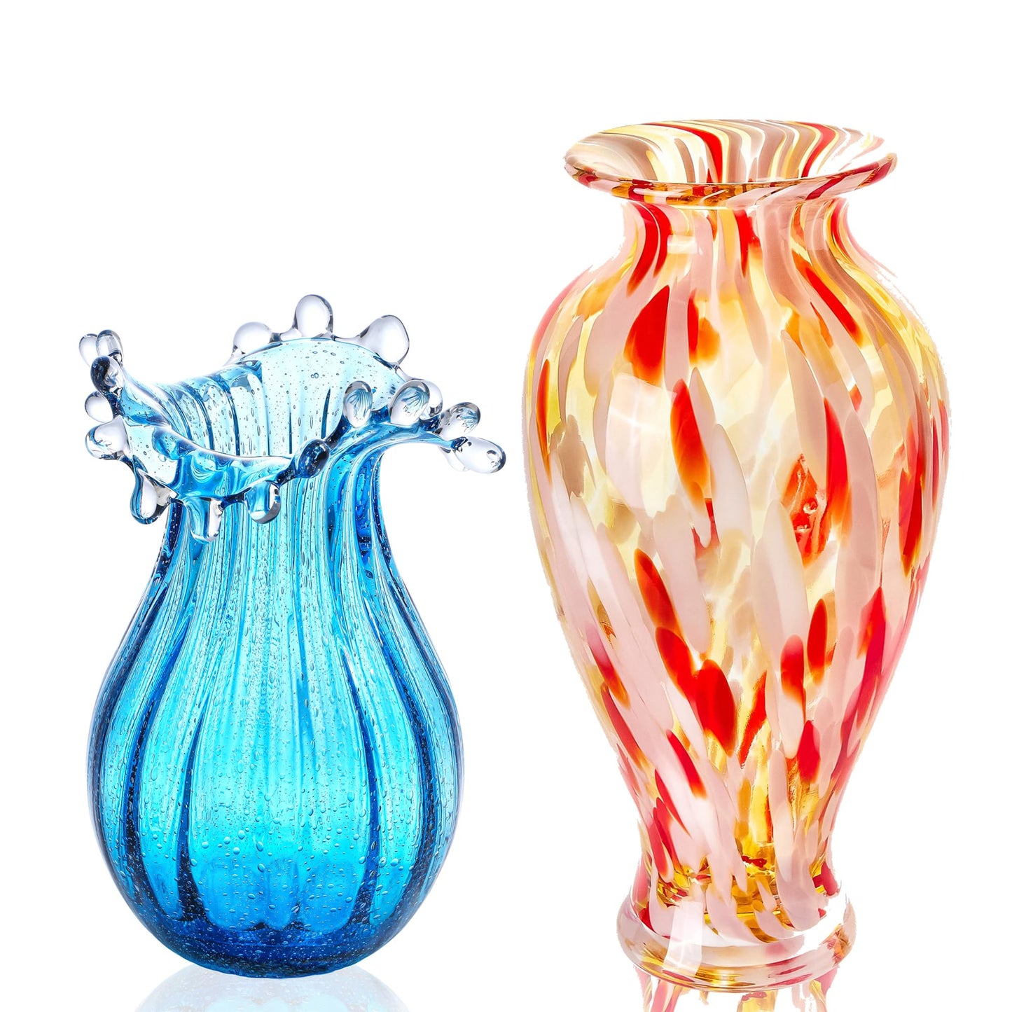 Hand Blown Glass Vase for Flowers Crystal Vases for Bouquet Home Decor Decorative Centerpieces Unique Gift for Christmas Valentines Day Birthday Housewarming Mothers Day