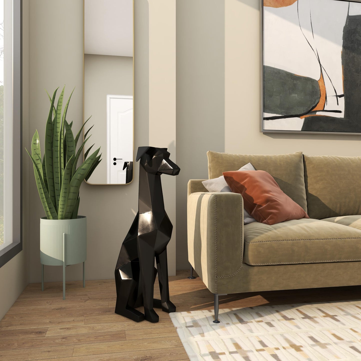 Deco 79 Polyresin Dog Cubist Sculpture, 9" x 12" x 30", Silver