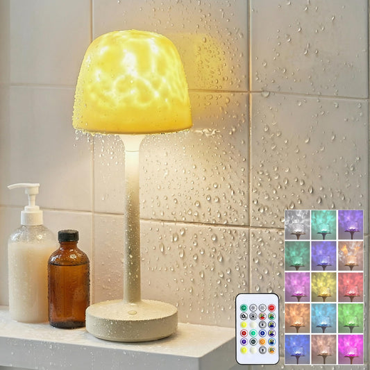 HomeLuvo Waterproof Shower Lamp - Inside Shower Bath Lights Bathtub Projector - 16 Colors Rechargeable Cordless Spa Like Decor Light - Ambient Mood Lighting with Water Ripple Remote & Touch Control