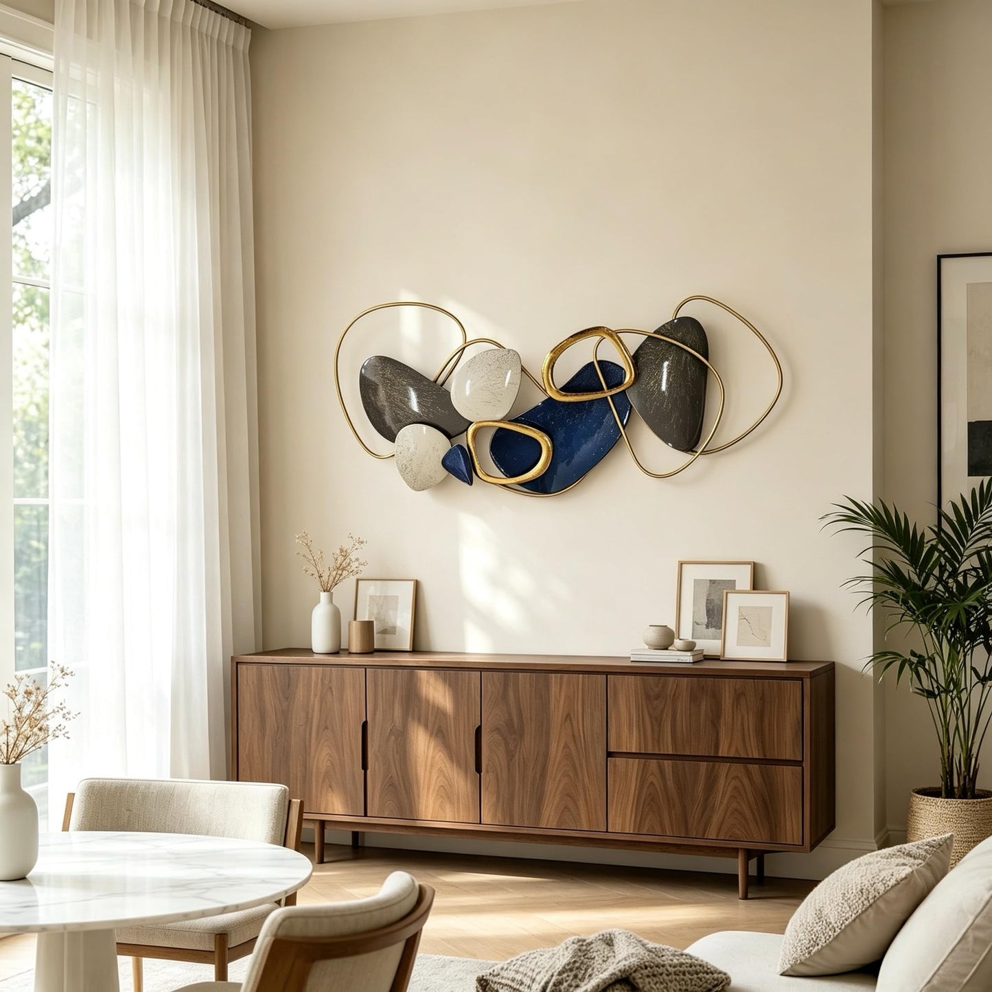 Roivikis Large Metal Wall Art Decor, 3D Abstract Stone-inspired Handcrafted Modern Wall Sculptures for Living Room, Bedroom, Entryway 41.4" x 19.7"
