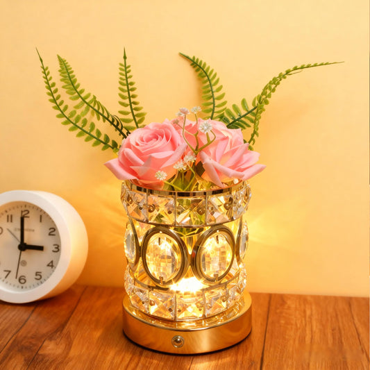 Rose Flower Lamp, Rechargeable Cordless Touch Crystal Table Cute Lamp with 3-Color Dimmable Small Night Light - Birthday Gifts for Women, Mom, Wife, Living Room, Bedroom Decor, Romantic Home Decor