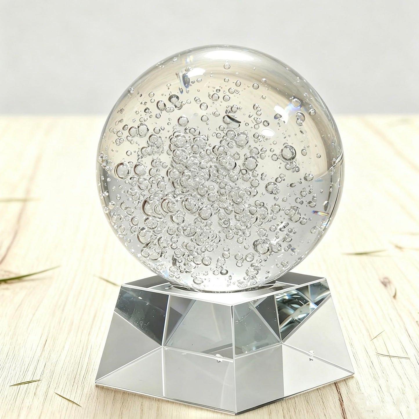 COQIRAUSEN 80mm Bubble Crystal Ball, 3.2in Handcrafted Solid Glass Photography Decorative Sphere Water Fountain Bubble Ball Sphere Home & Party Decor for Teens, Friends, Girls and Boys