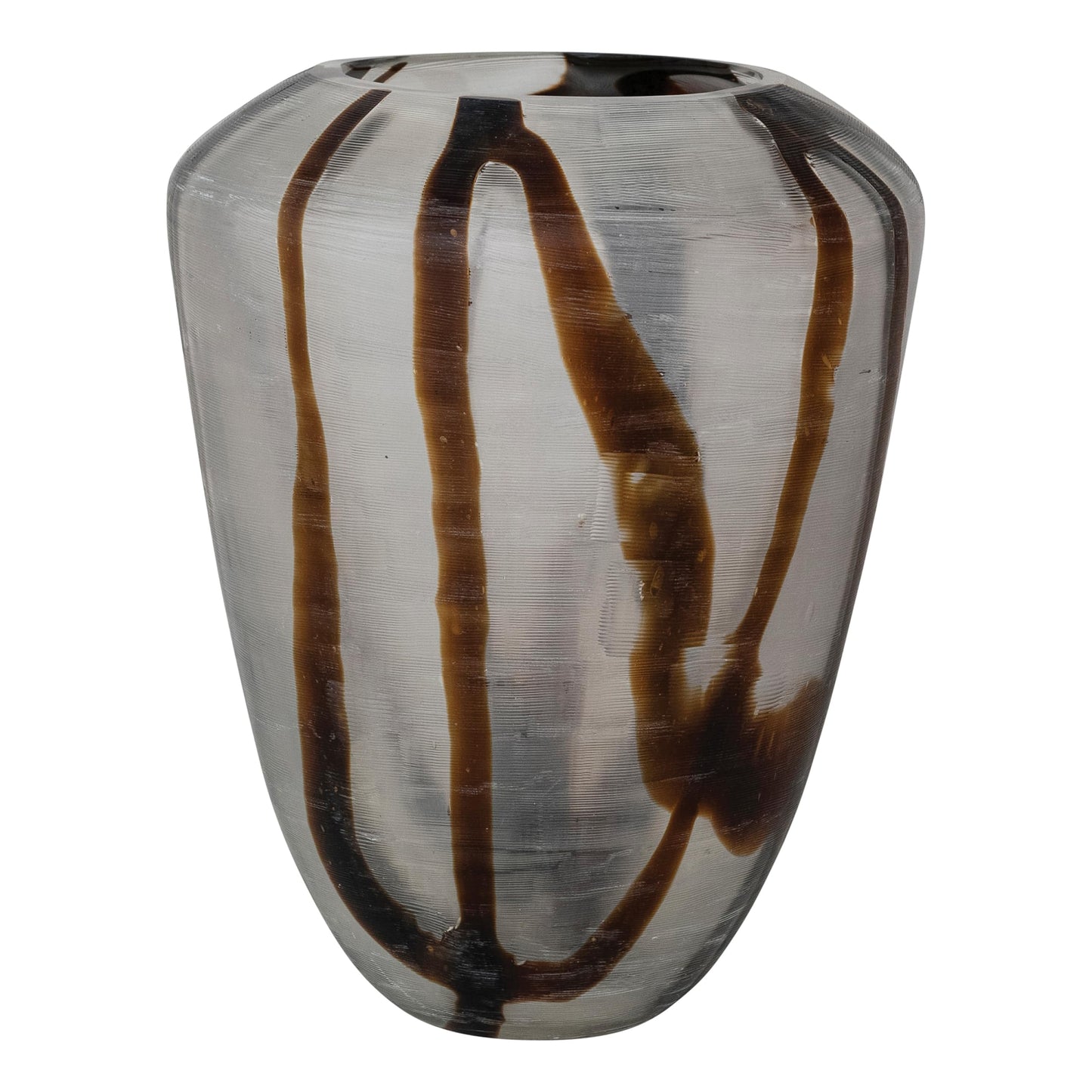 Creative Co-Op Art Glass Vase with Abstract Design, Brown