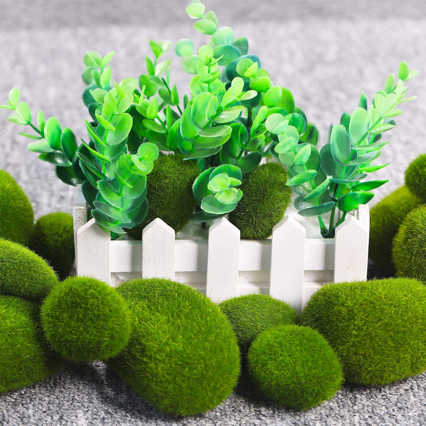 TecUnite 20 Pcs 3 Size Artificial Moss Rocks, Faux Green Moss Rock Balls Covered Stones Decorative for Garden Decor Fairy Gardens and Crafting