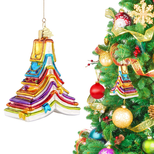 Hzyc Christmas Ornaments,Glass Book Ornament for Tree,Christmas Decorations