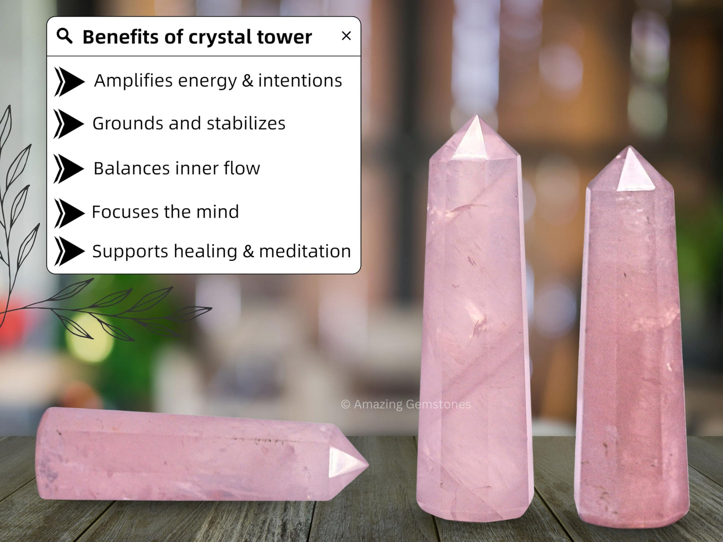 Amazing Gemstone Rose Quartz Crystal Towers - Natural Healing Crystal Point Obelisk for Reiki Healing and Crystal Grid (2" to 3" INCH)