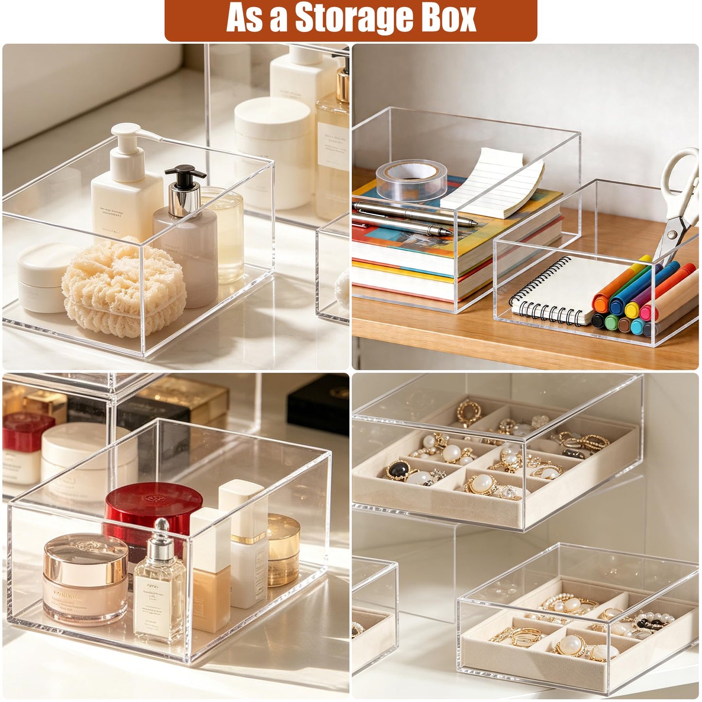 Builimeer 6Pcs Clear Acrylic Risers Display Stands (6"-11") | Food Service Display Risers