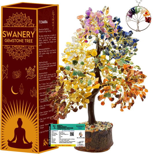 Crystal Tree of Life 7 Chakra Healing Crystal Trees for Home Decor, Office Desk Decor, Living Room Decor, Handmade Bonsai Trees for Positive Energy, Money, Good Luck Birthday Gifts for Women