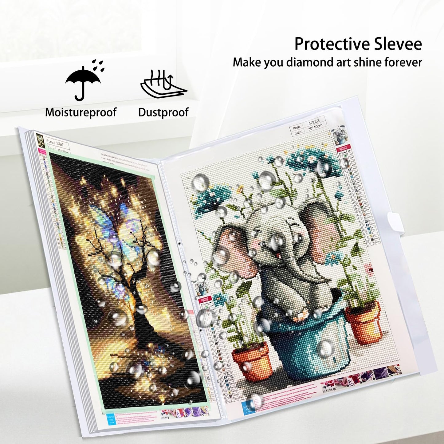 ZFCLXX Diamond Art Storage Book with Accessories Painting Storage for Diamond Painting Kits, Tools & Supplies Album 22x16.4inch Art Collection Binder Book A2 Folder 50x40cm(White）