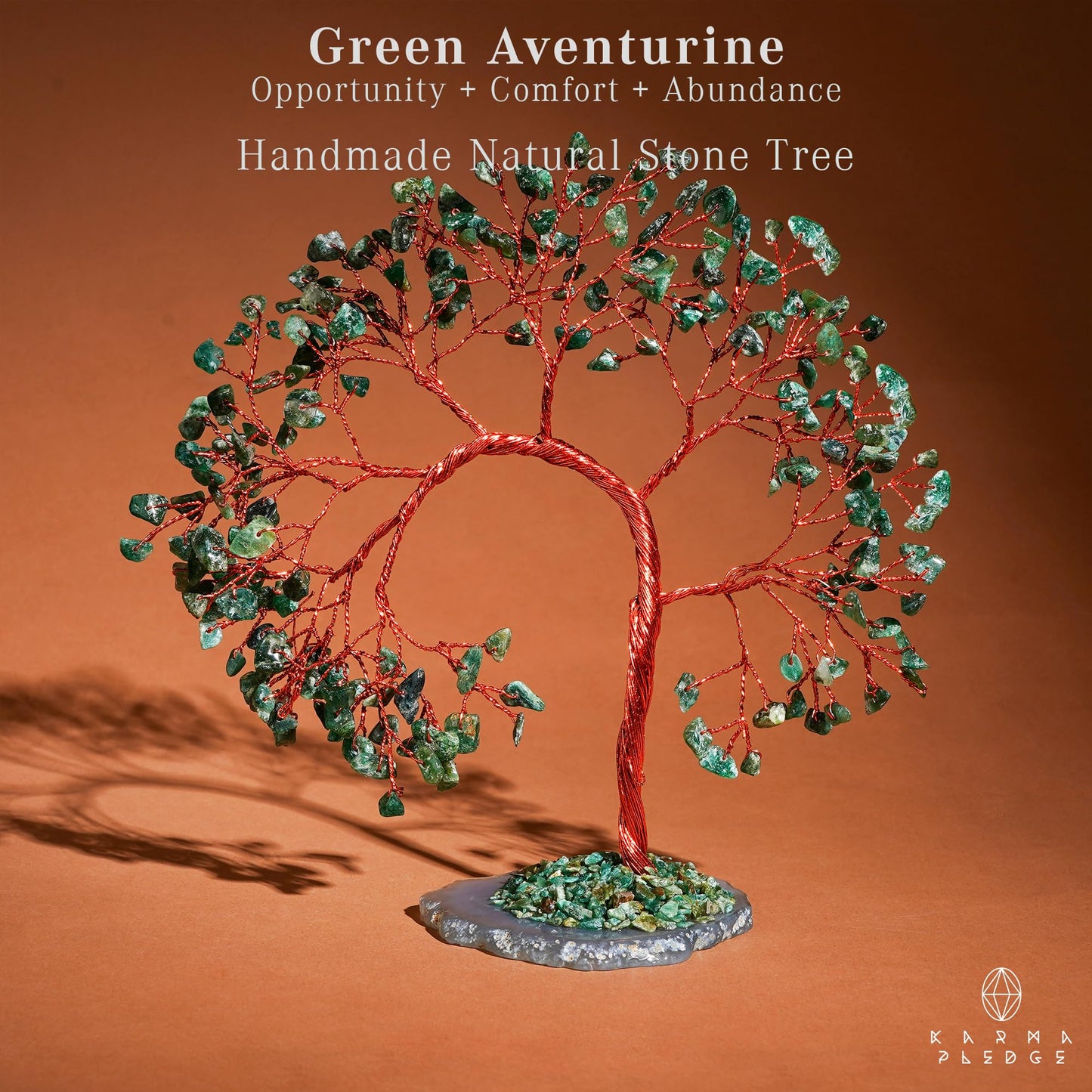 Green Aventurine Crystal Tree of Life, 7 Chakra Healing Crystals Trees, Handcrafted Money Bonsai Tree, Feng Shui Decor, Home and Office Desk Decoration for Positive Energy & Wealth, Spiritual Gifts