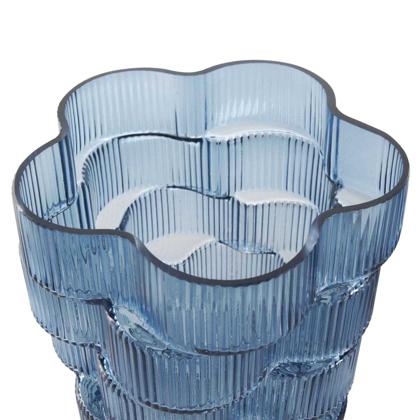 Deco 79 Glass Decorative Vase Stacked Flower Shape Centerpiece Vases, Set of 2 Flower Vases for Home Decoration 12", 9" H, Blue