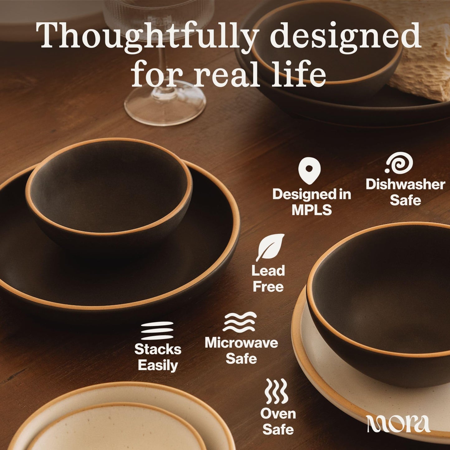 MORA Small Bowls Set of 4, 16oz Ceramic Pottery Dessert Bowls - Microwave, Oven and Dishwasher Safe - Merrigold