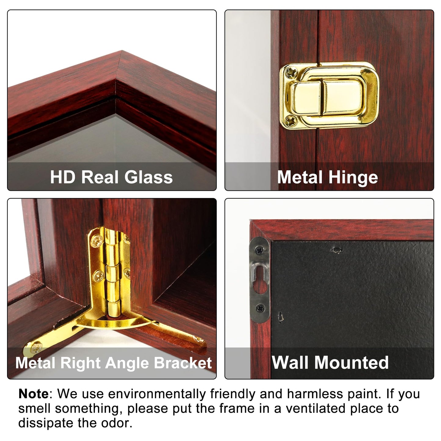 FramePro Rock Display Case - Adjustable Mineral Collection Box with Glass Lid, Wooden Cabinet for Rock, Fossil, Crystal, Seashell Collections - Geology Gift for Adults/Kids (16" x 13.5", Cherry)