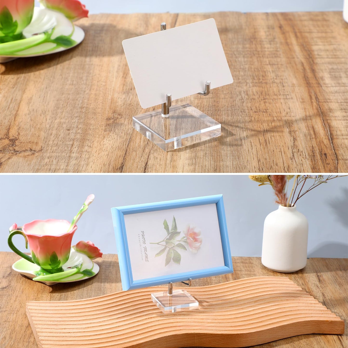 MAQUITA 12 Pcs Adjustable Metal Arm Display Stand Crystal Holder Easel Display with Acrylic Base Easel Rock Mineral Stand for Geodes Mineral Agate Collection(2 x 2 x 3.5 Inch)